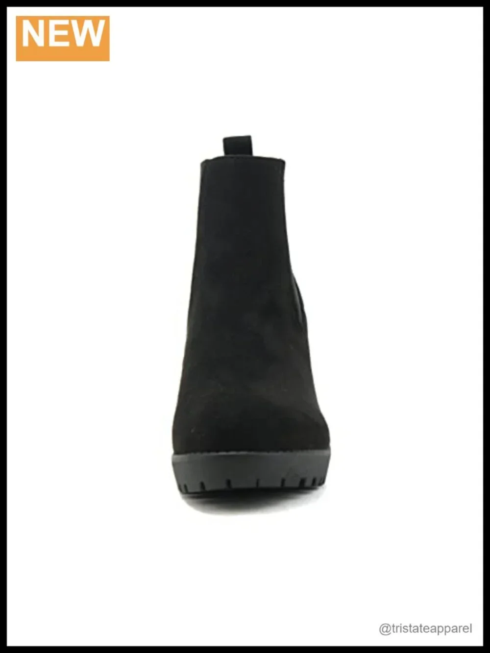 Women's Ankle Bootie Lug Sole Stack Block Heel Pull On Elastic